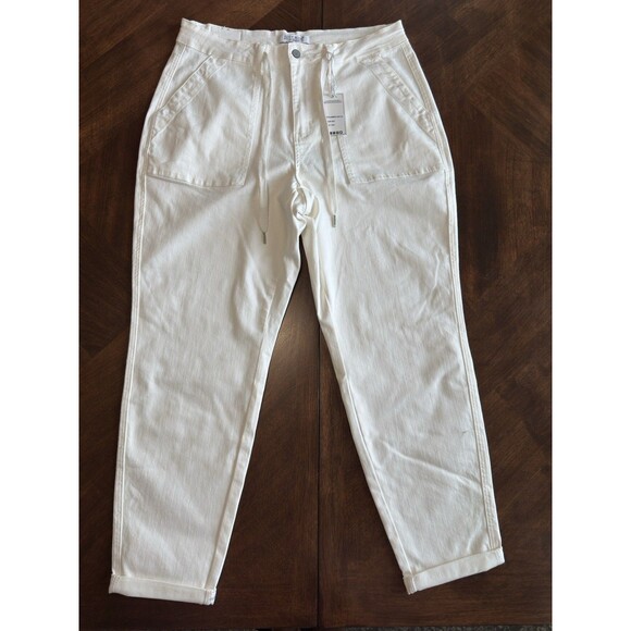 Judy Blue JB88812 Plus White Cuffed Jogger Jeans High Rise Drawstring Size 16W - Picture 1 of 9